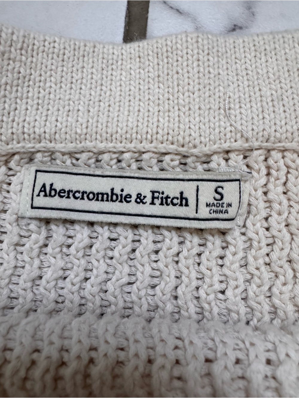 Abercrombie & Fitch Off-the-Shoulder Cream Knit Sweater - Picture 8 of 9